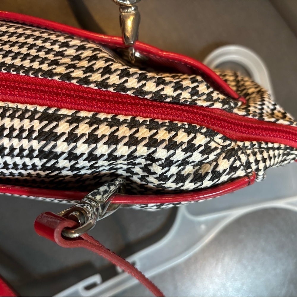 Ralph Lauren Black White Houndstooth Barrel Baguette Shoulder Bag  VINTAGE - Picture 6 of 10
